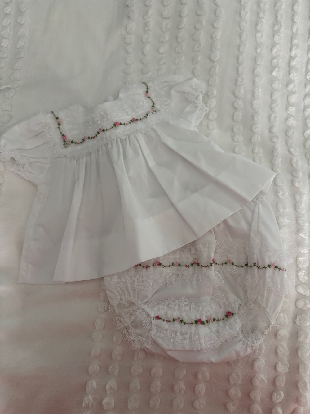 Vintage Alexis White Baby Girl Dress and Bloomers Size 3 M